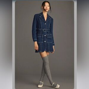 NEW Anthropologie Pilcro Belted Denim Blazer Dress